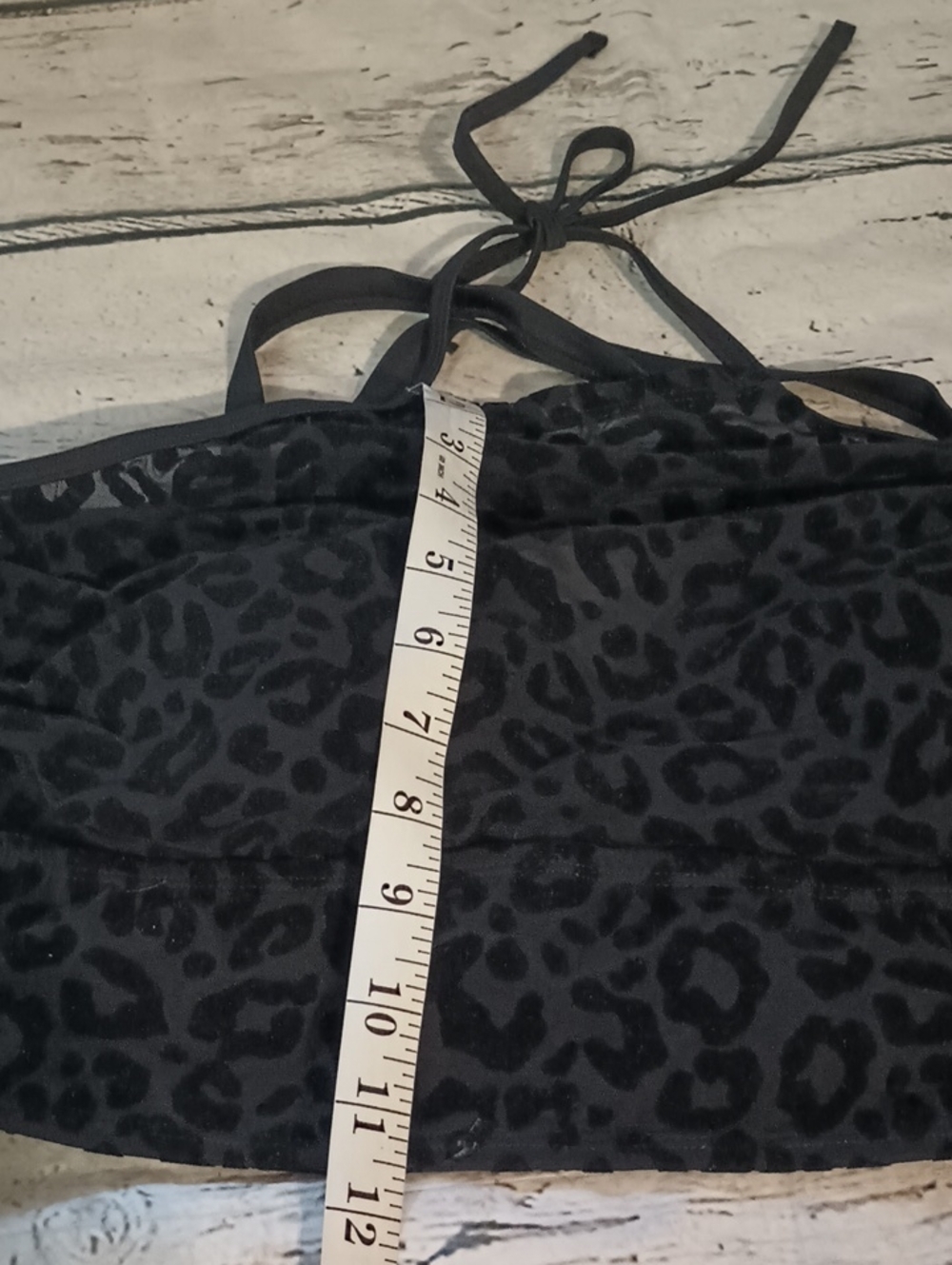 Torrid Black Flocked Velvet Leopard Print Halter Swim Top 1 1X - Picture 5 of 7